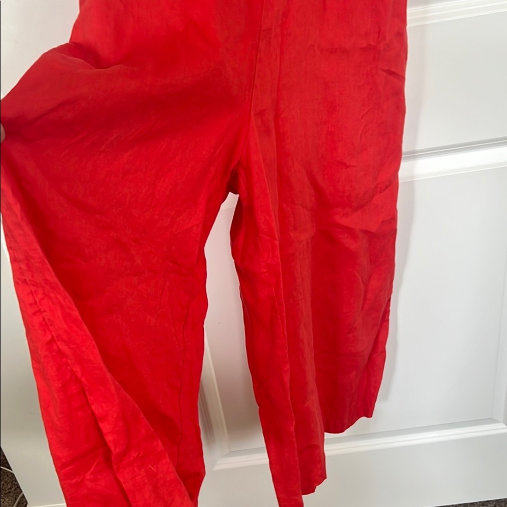 Cynthia Rowley 100% Linen Coral Midi Romper - Picture 3 of 9